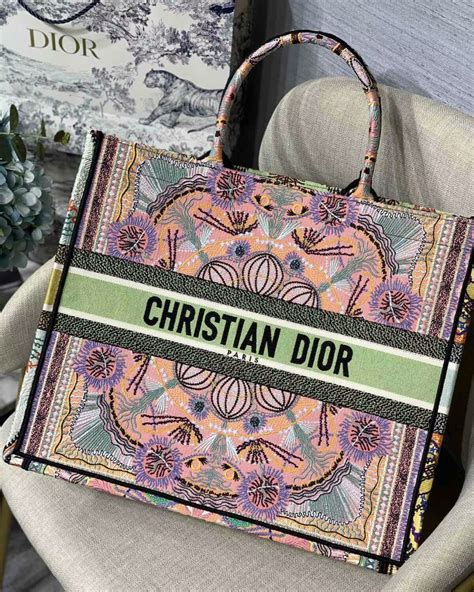 real christian dior tote bag|Christian Dior tote bag colorful.